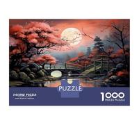 Puzzles De 1000 Pièces pour Adolescents Japanese Garden Moon Painting Puzzles pour Adolescents, Jouets À Monter Soi-même, Analyse Et Logique, Cadeau d'anniversaire Ou De Noël 52x38cm/1000pcs