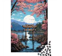 Puzzles De 1000 Pièces pour Adolescents Japanese Garden with Torii Gate Puzzles pour Adolescents Jeux Relaxants pour S'amuser en Famille Offrez-Leur Un Cadeau 52x38cm/1000pcs