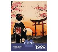 Puzzles De 1000 Pièces pour Adolescents Japanese Geisha Cherry Puzzles pour Adultes, Jouets Anti-Stress, Décoration Murale, Cadeaux d'anniversaire Et Cadeaux Uniques 38x26cm/1000pcs