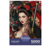 Puzzles De 1000 Pièces pour Adolescents Japanese Geisha Warrior Art Print Puzzle pour Adultes Jeux Relaxants Décoration Intérieure Jeu Stimulant Cadeaux 70x50cm/1000pcs