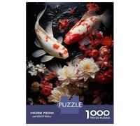 Puzzles De 1000 Pièces pour Adolescents Japanese Koi Fish Art Print-2 Puzzle Jeux Relaxants Cadeau d'anniversaire Cadeaux Anti-Stress 38x26cm/1000pcs