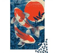 Puzzles De 1000 Pièces pour Adolescents Japanese Koi Fish Art Print Puzzle Adulte, Jouet, Décoration Murale, Art Mural, Cadeaux d'anniversaire Uniques 52x38cm/1000pcs