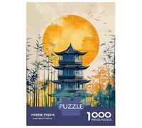 Puzzles De 1000 Pièces pour Adolescents Japanese Pagoda Sunset Puzzle pour Adolescents, Activités Familiales pour Anniversaire, Noël Et Cadeaux Uniques 38x26cm/1000pcs