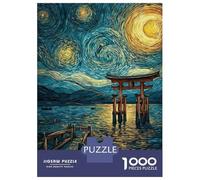 Puzzles De 1000 Pièces pour Adolescents Japanese Torii Gate Starry Night Painting Puzzle pour Adultes Relax Games Hand Speed Race Offre Cadeaux pour Toute La Famille 70x50cm/1000pcs