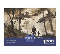Puzzles De 1000 Pièces pour Adolescents Japanese Warrior Painting Puzzle pour Adultes Jeu Familial Course De Vitesse Manuelle Cadeaux Uniques pour Anniversaire Et Noël 70x50cm/1000pcs