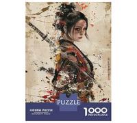 Puzzles De 1000 Pièces pour Adolescents Japanese Warrior Woman Art Print Puzzle Jeux Relaxants Cadeau d'anniversaire Cadeaux Anti-Stress 52x38cm/1000pcs