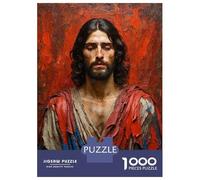 Puzzles De 1000 Pièces pour Adolescents Jesus in Redand Blue Robe Puzzles pour Adultes Jeux Relaxants Cadeaux pour Femmes Interaction Parent-Enfant 52x38cm/1000pcs