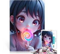 Puzzles de 1000 pièces pour Adolescents Jolie Fille avec Une Sucette Casse-tête Décoration Murale, Cadeaux Uniques pour Anniversaire et Noël 75x50cm
