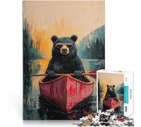 Puzzles de 1000 pièces pour Adolescents Juste Un Ours Tranquille dans Un canoë Jeu Pratique Cadeaux du Père Noël Secret 38x26cm