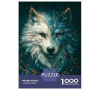 Puzzles De 1000 Pièces pour Adolescents Kintsugi Wolf Spirit in Blue and Gold Puzzle Jeux De Famille Décoration Intérieure Cadeaux d'anniversaire Uniques 38x26cm/1000pcs