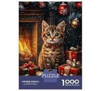Puzzles De 1000 Pièces pour Adolescents Kitten by The Fireplace Puzzles pour Adolescents, Jouets Anti-Stress, Cadeaux pour Femmes, Cadeaux Anti-Stress 70x50cm/1000pcs