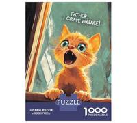 Puzzles De 1000 Pièces pour Adolescents Kitten Craves Violence Meme Puzzles pour Adultes Jeux Amusants Décoration Parfaite pour Un Anniversaire, Noël 70x50cm/1000pcs