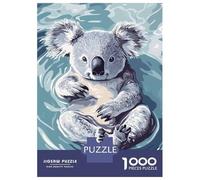 Puzzles De 1000 Pièces pour Adolescents Koala Floating in Water Illustration Puzzle pour Adultes Jeux Amusants Décoration Murale Cadeaux Uniques pour Anniversaire Et Noël 38x26cm/1000pcs