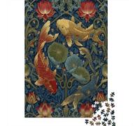 Puzzles De 1000 Pièces pour Adolescents Koi Fish Pond Pattern-2 Puzzles pour Adolescents Jeux Relaxants pour S'amuser en Famille Offrez-Leur Un Cadeau 52x38cm/1000pcs