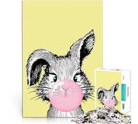 Puzzles de 1000 pièces pour Adolescents Lapin avec du Chewing-Gum Activité familiale Renforcer l'amour Entre Les Couples 52x38cm