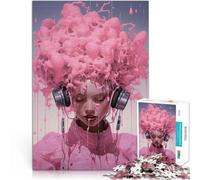 Puzzles de 1000 pièces pour Adolescents Le Bonheur du Bruit Rose Apprentissage éducatif avec Affiche et Feuille de Questions correspondantes 38x26cm