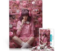 Puzzles de 1000 pièces pour Adolescents Le Bonheur du Bruit Rose Jeu Familial pour et Offrir en Cadeau à Toute la Famille 52x38cm
