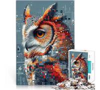 Puzzles de 1000 pièces pour Adolescents Le Hibou pixelisé Jouet éducatif d'apprentissage Offrir en Cadeau à Toute la Famille 38x26cm