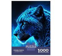 Puzzles De 1000 Pièces pour Adolescents Leopard Blue Effect Puzzle Adulte, Jouet, Décoration Murale, Art Mural, Cadeaux d'anniversaire Uniques 52x38cm/1000pcs