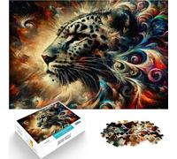 Puzzles de 1000 pièces pour Adolescents Léopard dans l'art Abstrait Jeux de détente est idéal comme Cadeau pour Toute la Famille 52x38cm