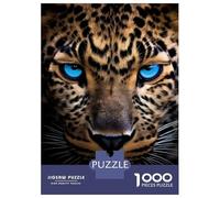Puzzles De 1000 Pièces pour Adolescents Leopard with Blue Eyes Puzzle pour Adultes Jeu Manuel D'assemblage De Motifs pour Anniversaire, Noël 70x50cm/1000pcs
