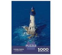 Puzzles De 1000 Pièces pour Adolescents Lighthouse in The Ocean Deep Blue Lighthouse at Sea Dramatic Coastal Art Puzzles pour Adultes, Jeux De Société en Famille, Défi Difficile, Idéal comme Cadeau