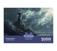 Puzzles De 1000 Pièces pour Adolescents Lighthouse Stormy Night Ocean Waves Puzzles pour Adultes : Améliore La Mémoire, Défi Éducatif, Cadeau Anti-Stress 52x38cm/1000pcs