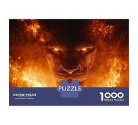 Puzzles De 1000 Pièces pour Adolescents Lion Engulfed in Flames Puzzle Adulte Jeu Manuel Défi Difficile Cadeaux pour Amis Et Famille 38x26cm/1000pcs