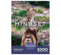 Puzzles De 1000 Pièces pour Adolescents Lion Mindset is Everything Puzzles pour Adultes Jeux Amusants Décoration Parfaite pour Un Anniversaire, Noël 38x26cm/1000pcs