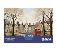 Puzzles De 1000 Pièces pour Adolescents London Double Decker Bus Art Print Puzzle Jeux Relaxants Cadeaux pour Femmes Cadeaux De Noël Et d'anniversaire 52x38cm/1000pcs