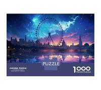 Puzzles De 1000 Pièces pour Adolescents London Eye Cityscape Reflection Puzzle À Monter Soi-même, Jouets pour S'amuser en Famille, Cadeau d'anniversaire Ou De Noël 52x38cm/1000pcs