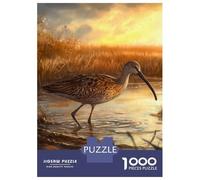 Puzzles De 1000 Pièces pour Adolescents Long-Billed Curlew at Sunset Puzzle pour Adultes Jeux Amusants Améliorent La Mémoire Aide À Exercer Le Cerveau 52x38cm/1000pcs