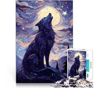 Puzzles de 1000 pièces pour Adolescents Loup Hurlant la Nuit étoilée Défi Difficile Convient pour la décoration de Bureau 50x70cm