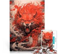 Puzzles de 1000 pièces pour Adolescents Loup Rouge Réduction du Stress intéressante Décoration Murale, Cadeaux Uniques pour Anniversaire et Noël 52x38cm