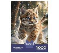 Puzzles De 1000 Pièces pour Adolescents Lynx in Snowy Forest Puzzle Adulte Jeu Manuel Assemblage De Motifs Cadeaux Anti-Stress 38x26cm/1000pcs