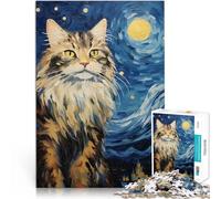 Puzzles de 1000 pièces pour Adolescents Maine Coon Nuit étoilée Jouet éducatif intellectuel décompressant décoration Murale 38x52cm