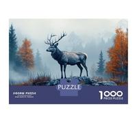 Puzzles De 1000 Pièces pour Adolescents Majestic Deer in Misty Autumn Landscape Puzzles pour Adultes, Jouets Anti-Stress, Décoration Murale, Cadeaux d'anniversaire Et Cadeaux Uniques 70x50cm/1000pcs