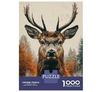 Puzzles De 1000 Pièces pour Adolescents Majestic Deer Portrait in Autumn Forest Puzzle pour Adultes Jeux Amusants Améliorent La Mémoire Aide À Exercer Le Cerveau 70x50cm/1000pcs