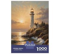Puzzles De 1000 Pièces pour Adolescents Majestic Gold Lighthouse Puzzles pour Adolescents, Jeu De Réflexion, Cadeau pour Femmes, Défi À Relever 38x26cm/1000pcs
