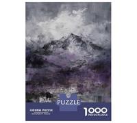 Puzzles De 1000 Pièces pour Adolescents Majestic Peaks - Abstract Mountain Landscape in Gray and Purple Tones Puzzle Jeux Relaxants Une Œuvre d'art Cadeaux d'anniversaire Uniques 38x26cm/1000pcs