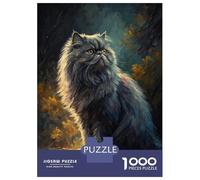Puzzles De 1000 Pièces pour Adolescents Majestic Persian Cat in Autumn Forest Puzzle pour Adultes Jeux Amusants Décoration Murale Cadeaux Uniques pour Anniversaire Et Noël 70x50cm/1000pcs