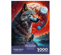 Puzzles De 1000 Pièces pour Adolescents Many Moons Lone Wolf Puzzle Adulte Jeu Manuel Défi Difficile Cadeaux pour Amis Et Famille 52x38cm/1000pcs