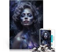 Puzzles de 1000 pièces pour Adolescents Maquillage de crâne Cosmique Casse-tête avec des pièces de Formes aléatoires entièrement imbriquées 52x38cm