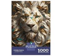 Puzzles De 1000 Pièces Pour Adolescents Marble And Gold Lion Head Puzzles Pour Adultes Vacances À La Maison Tuer Le Temps Entraîner Son Cerveau Et Ses Mains Cadeau D'anniversaire, Cadeaux De Voyage, 5