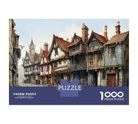 Puzzles De 1000 Pièces Pour Adolescents Medieval Townscape with Half-Timbered Houses Puzzles Pour Adolescents Vacances À La Maison Tuer Le Temps Stimuler Le Cerveau Amusant En Famille Et Soirée Jeux 5