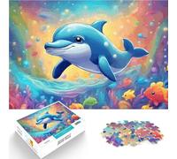 Puzzles de 1000 pièces pour Adolescents Mignon bébé Dauphin Jouet éducatif d'apprentissage Interaction Parent-Enfant 38x26cm