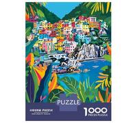 Puzzles De 1000 Pièces pour Adolescents Minimalist Italy Art Cinque Terre Coast Puzzles pour Adultes, Jouets, Décoration Murale, Cadeaux Uniques pour Femmes, Anniversaires Et Présents 70x50cm/1000pcs