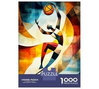 Puzzles De 1000 Pièces pour Adolescents Modern Cubism Basketball Puzzle Adulte Jeu Manuel Amusant Et Humoristique Cadeau Anti-Stress 38x26cm/1000pcs