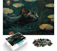 Puzzles de 1000 pièces pour Adolescents Monet Cat Nymphéas Compétition de Vitesse Manuelle Cadeau d'anniversaire 75x50cm