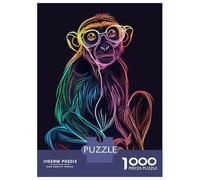 Puzzles De 1000 Pièces pour Adolescents Monkey Animal Neon Puzzles pour Adultes Jeu Familial Cadeaux pour Femmes Difficile Et Stimulant 70x50cm/1000pcs
